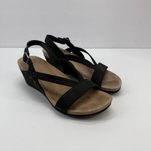 UGG Kenley Strappy Slingback Wedge Comfort Sandals Black size US 6